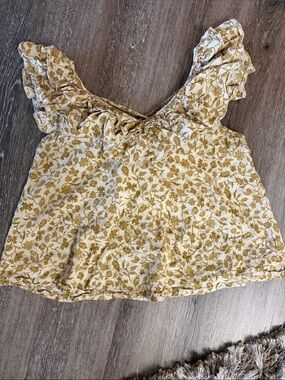 BUCKETLIST Mustard Floral Ruffle Camisole